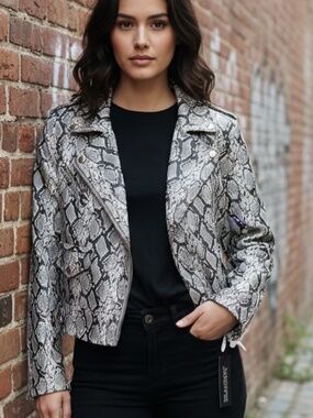 NWT Blank NYC python snake moto jacket. Med